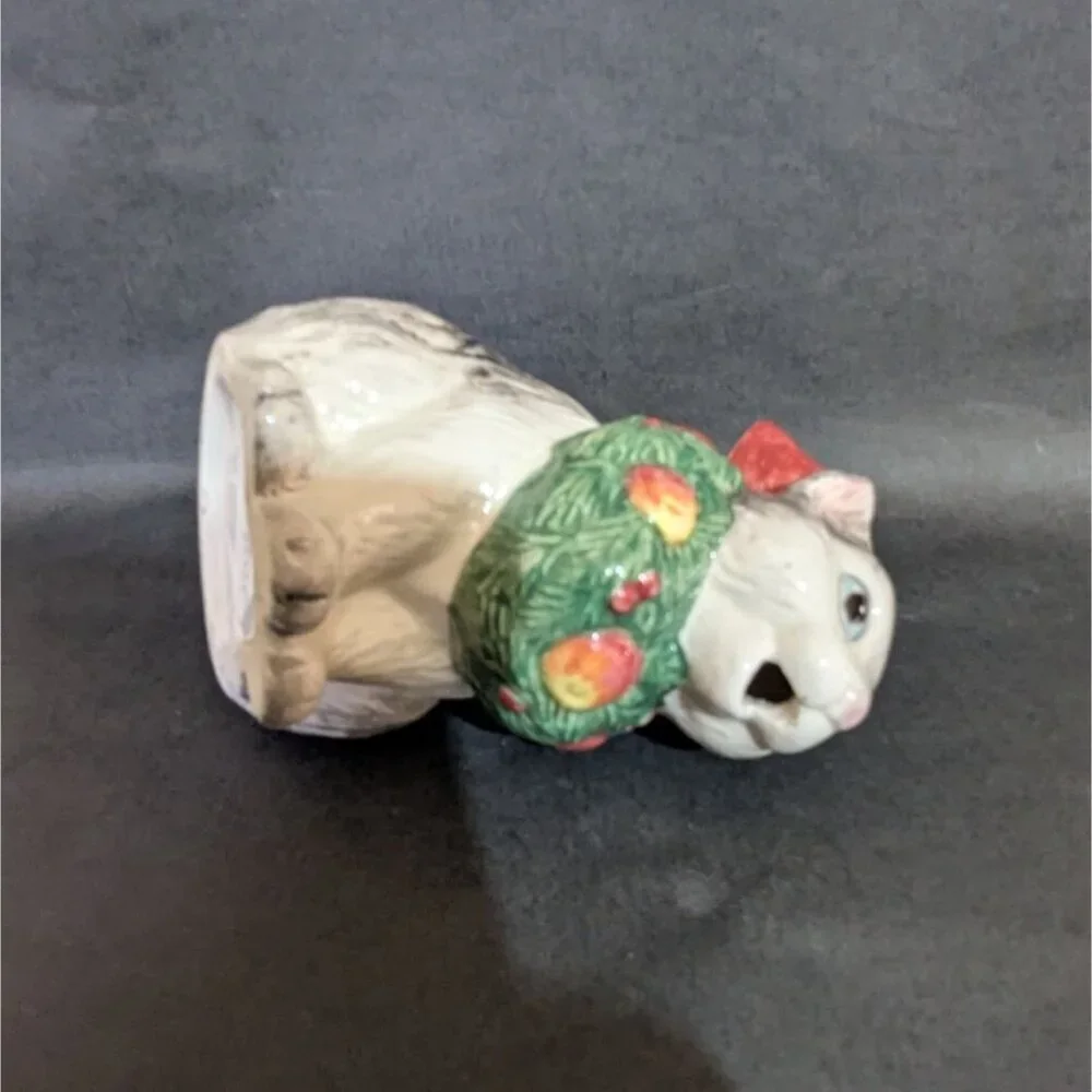 VINTAGE FITZ & FLOYD Cat Christmasy  creamer 1992 Super‎ Cute 4.5